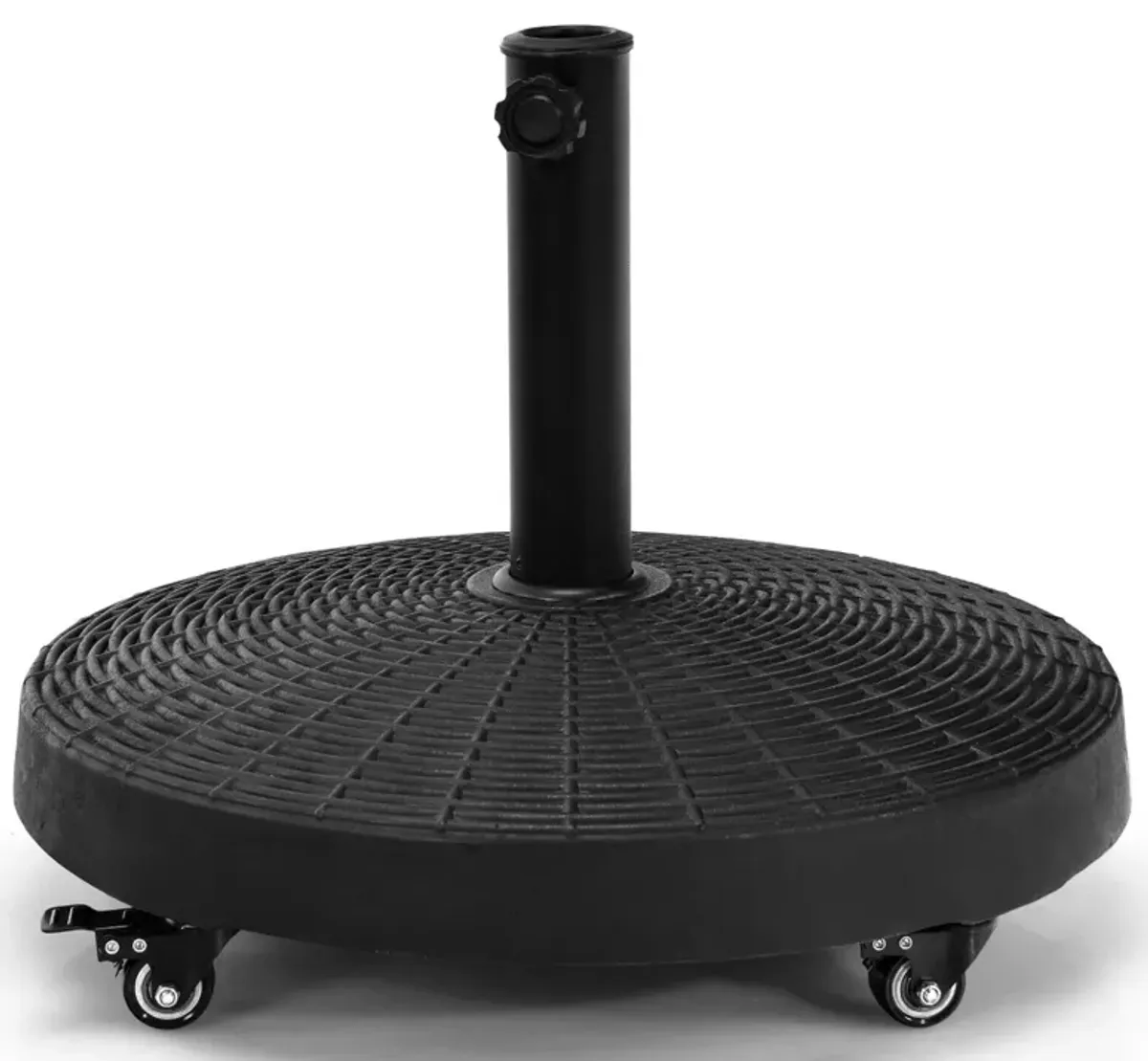 50 LBS Patio Wicker Style Resin Umbrella Base Stand Heavy Duty with Wheels