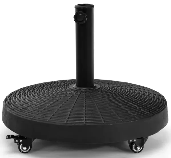 50 LBS Patio Wicker Style Resin Umbrella Base Stand Heavy Duty with Wheels