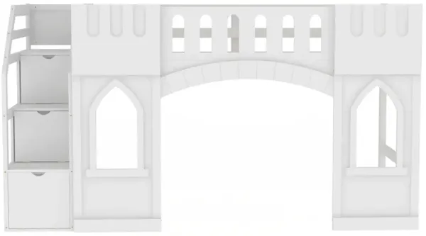 Merax Loft Bed with Storage Staircase and Window