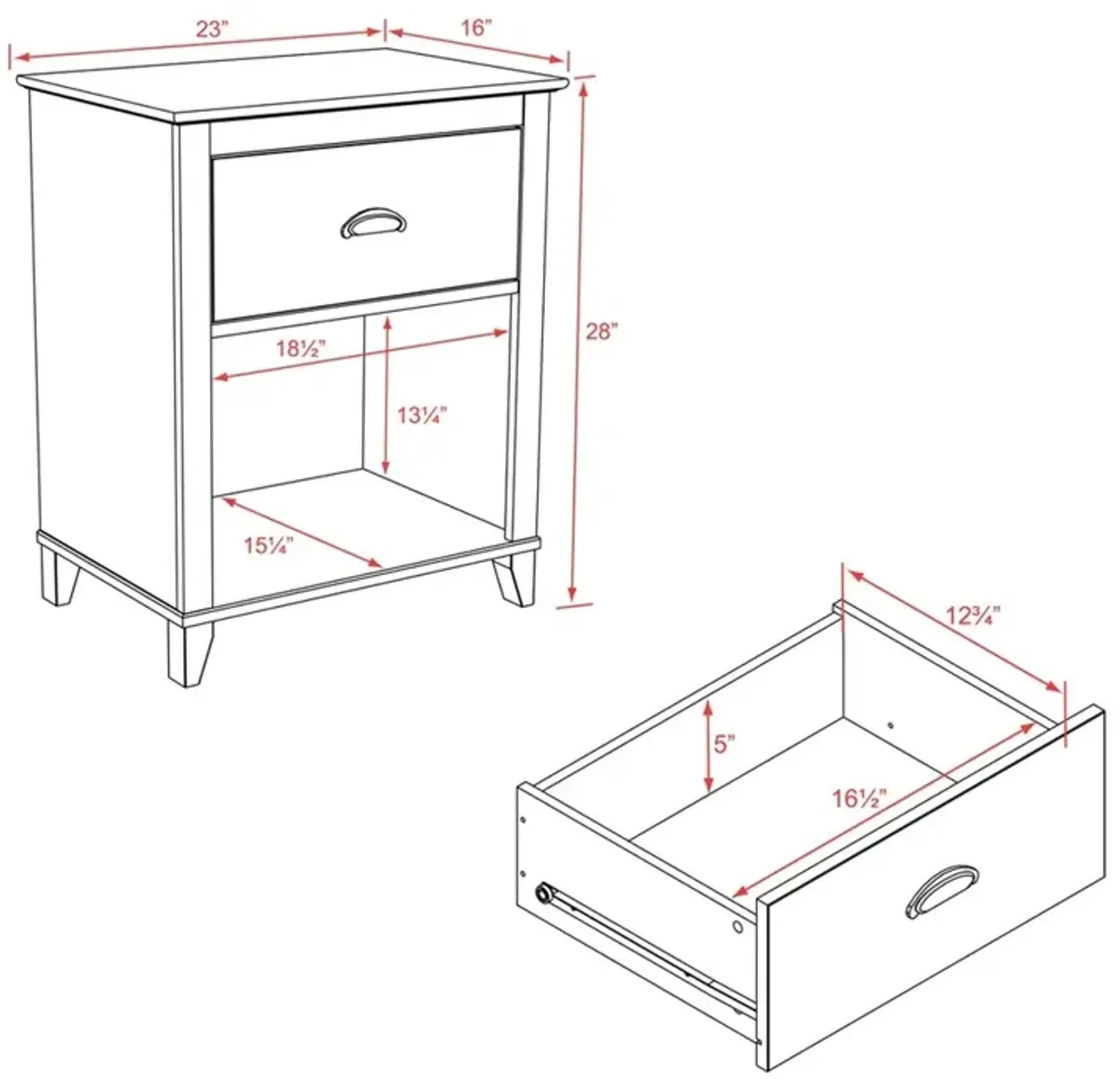 Prepac Yaletown 1-Drawer Tall Nightstand, White