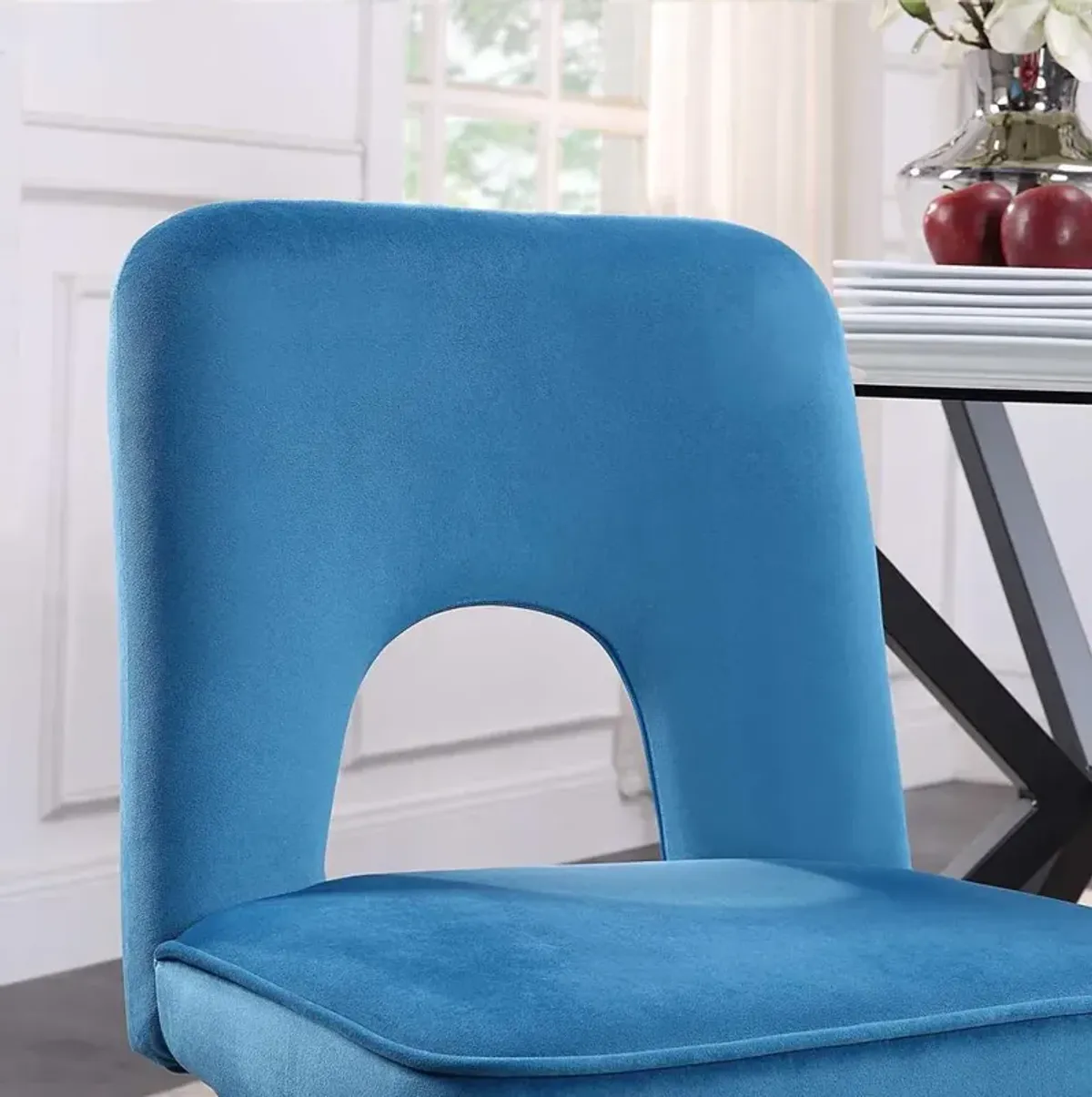 Nancy Chair (2 per box)- Teal Velvet/Black legs