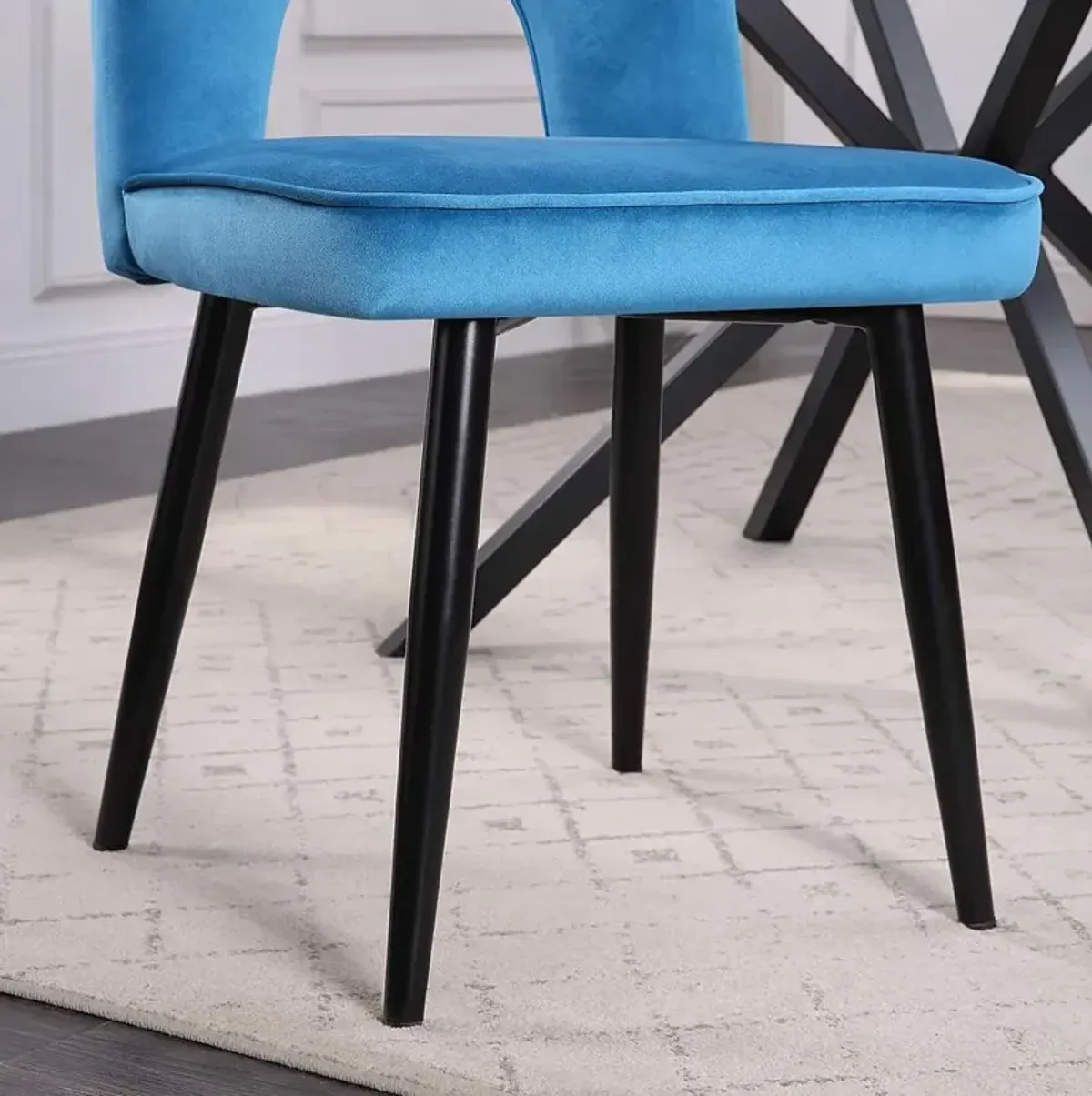 Nancy Chair (2 per box)- Teal Velvet/Black legs