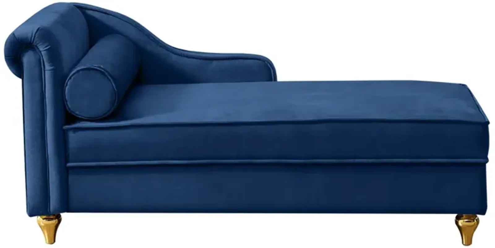 Modern Upholstery Chaise Lounge Chair With Storage Velvet (Navy Blue)