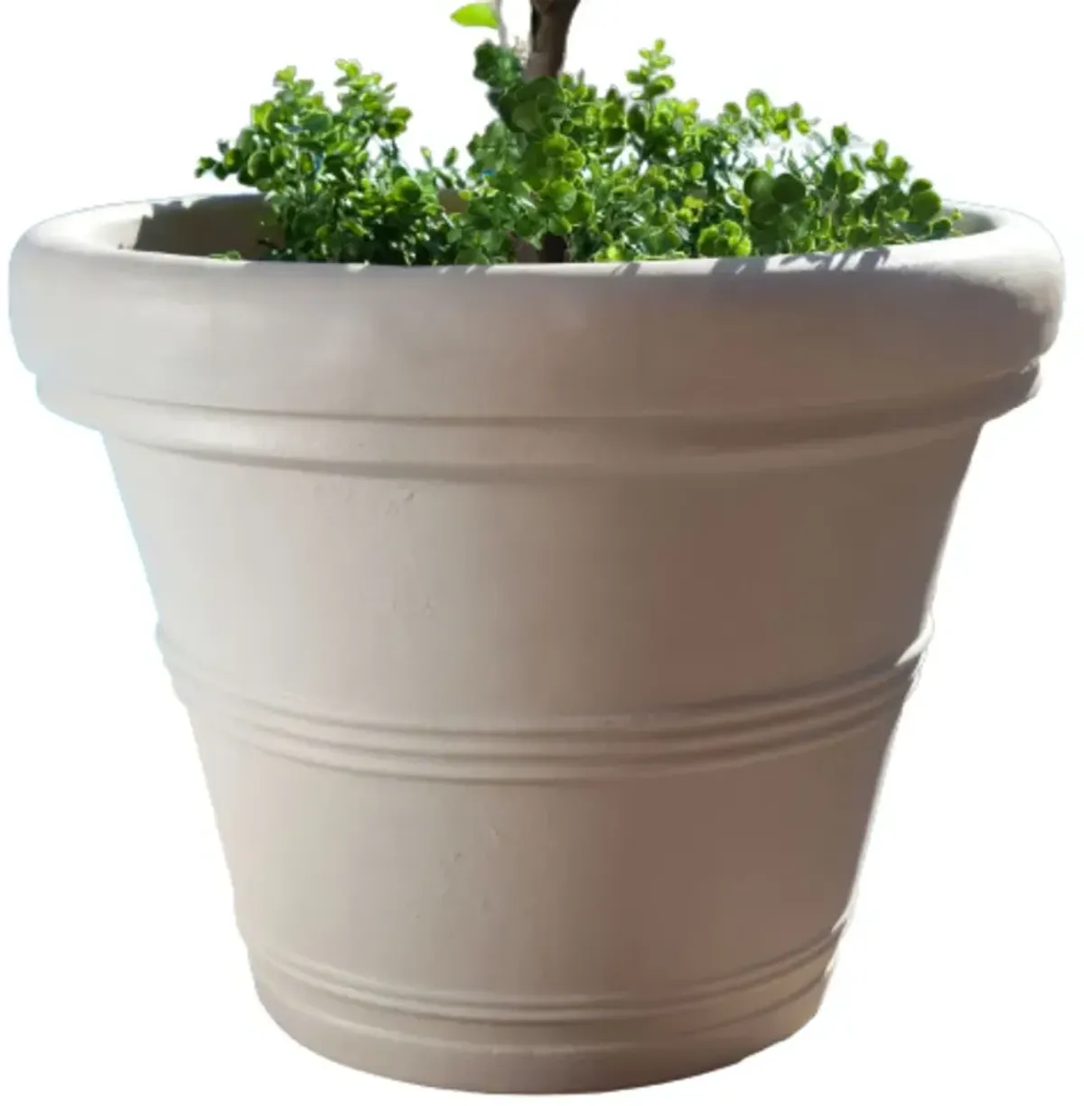 QuikFurn Round 26-inch Outdoor Patio Planter for Small Tree in Weathered Concrete Finish