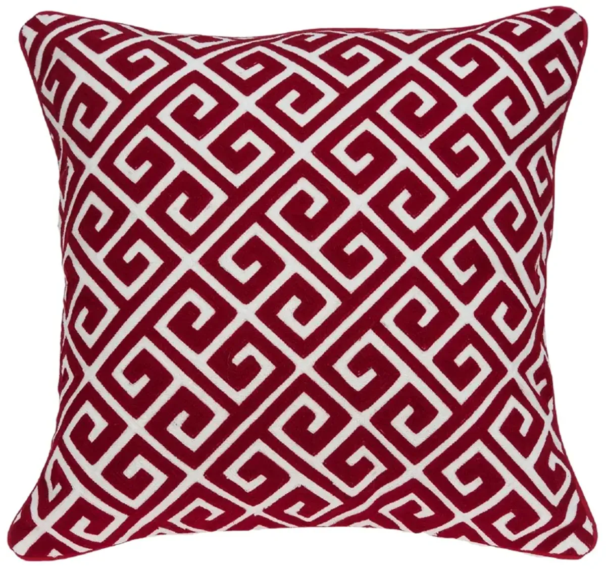 20" Red and White Greek Key Throw Pillow