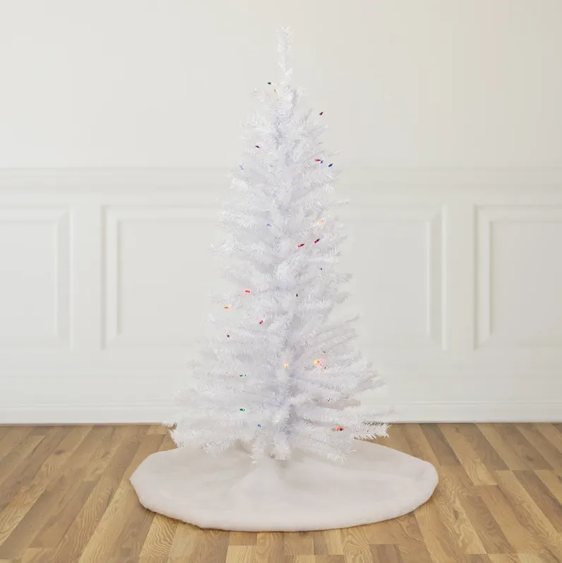 4' Pre-Lit Woodbury White Pine Slim Artificial Christmas Tree  Multi Lights