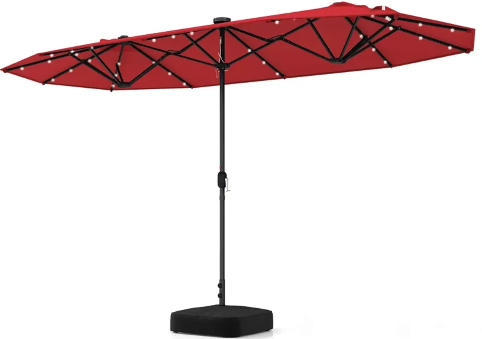 Double-Sided Patio Umbrella with Solar Lights for Garden, Pool, and Backyard Shade