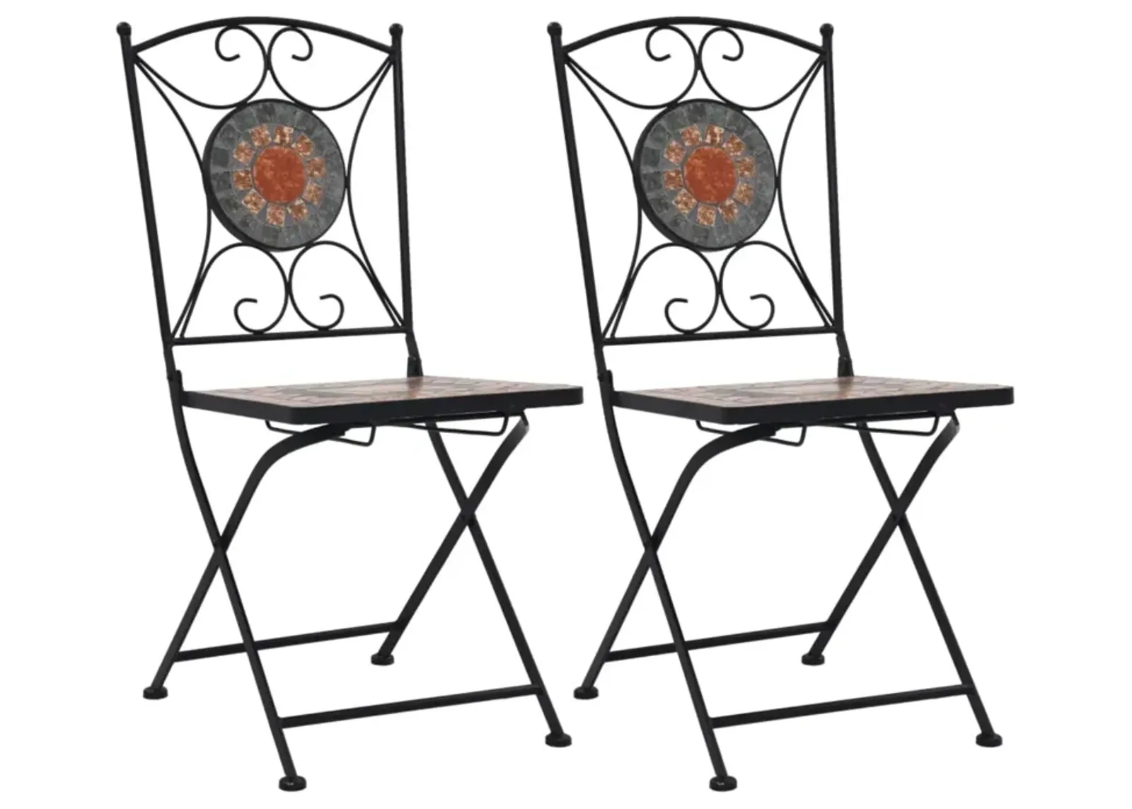 vidaXL Mosaic Bistro Chairs 2 pcs Orange/Gray