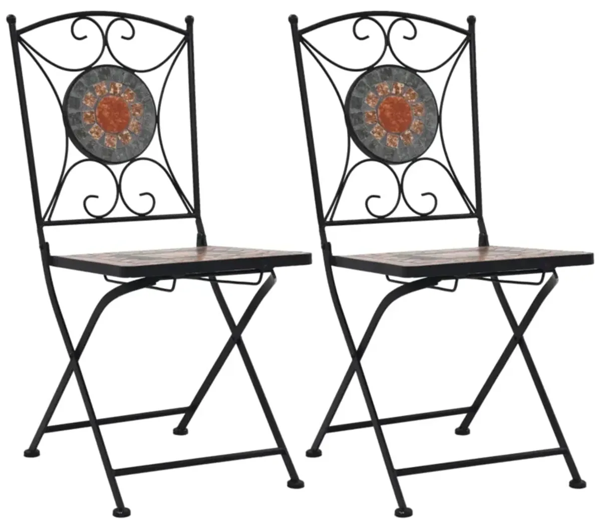 vidaXL Mosaic Bistro Chairs 2 pcs Orange/Gray