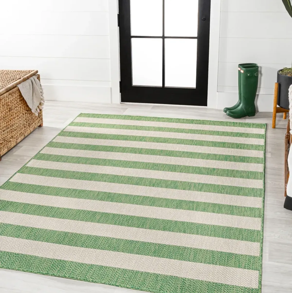 Negril Two Tone Wide Stripe Indoor/Outdoor Area Rug