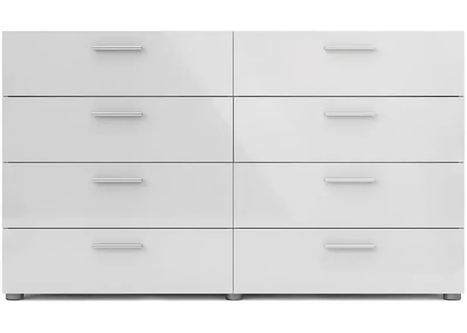 Tvilum Austin 8 Drawer Double Dresser, Oak Structure/White High Gloss