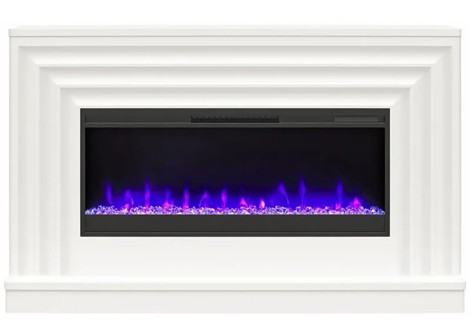 CosmoLiving by Cosmopolitan Rene Electric Fireplace Mantel 65" TV Stand with Multi-Color Flame and Crystal Ember Bed