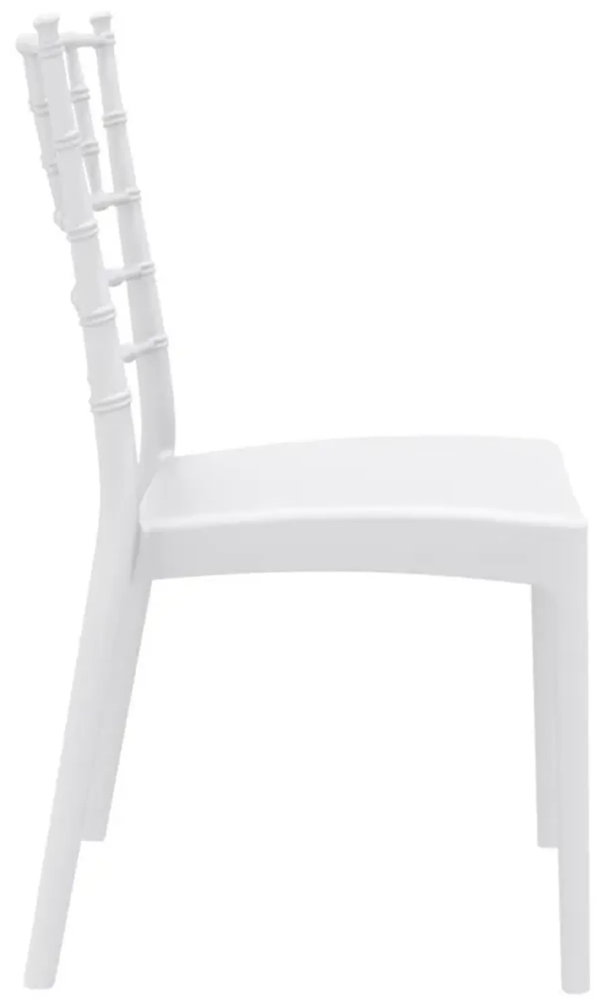 36" White Stackable Outdoor Patio Armless Dining Chair