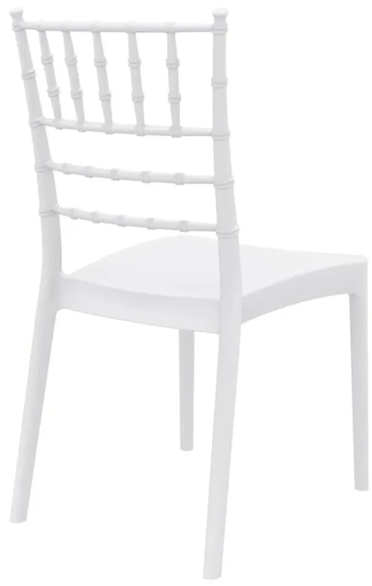 36" White Stackable Outdoor Patio Armless Dining Chair