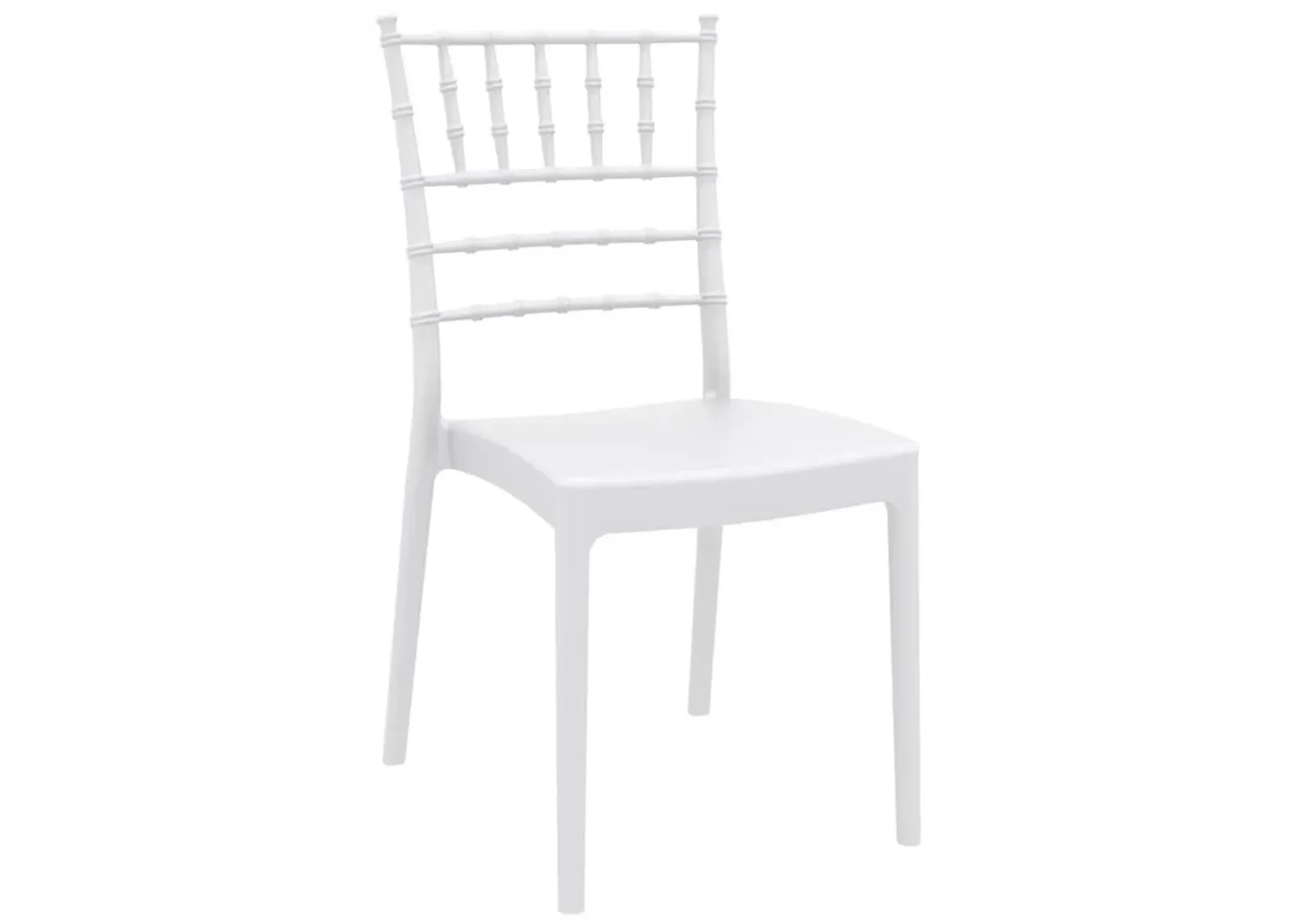 36" White Stackable Outdoor Patio Armless Dining Chair