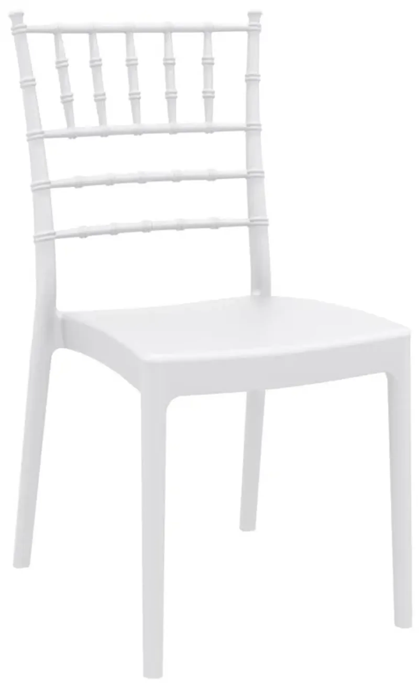 36" White Stackable Outdoor Patio Armless Dining Chair