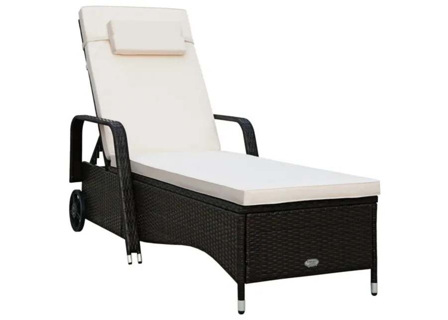 Outdoor Recliner Cushioned Chaise Lounge with Adjustable Backrest