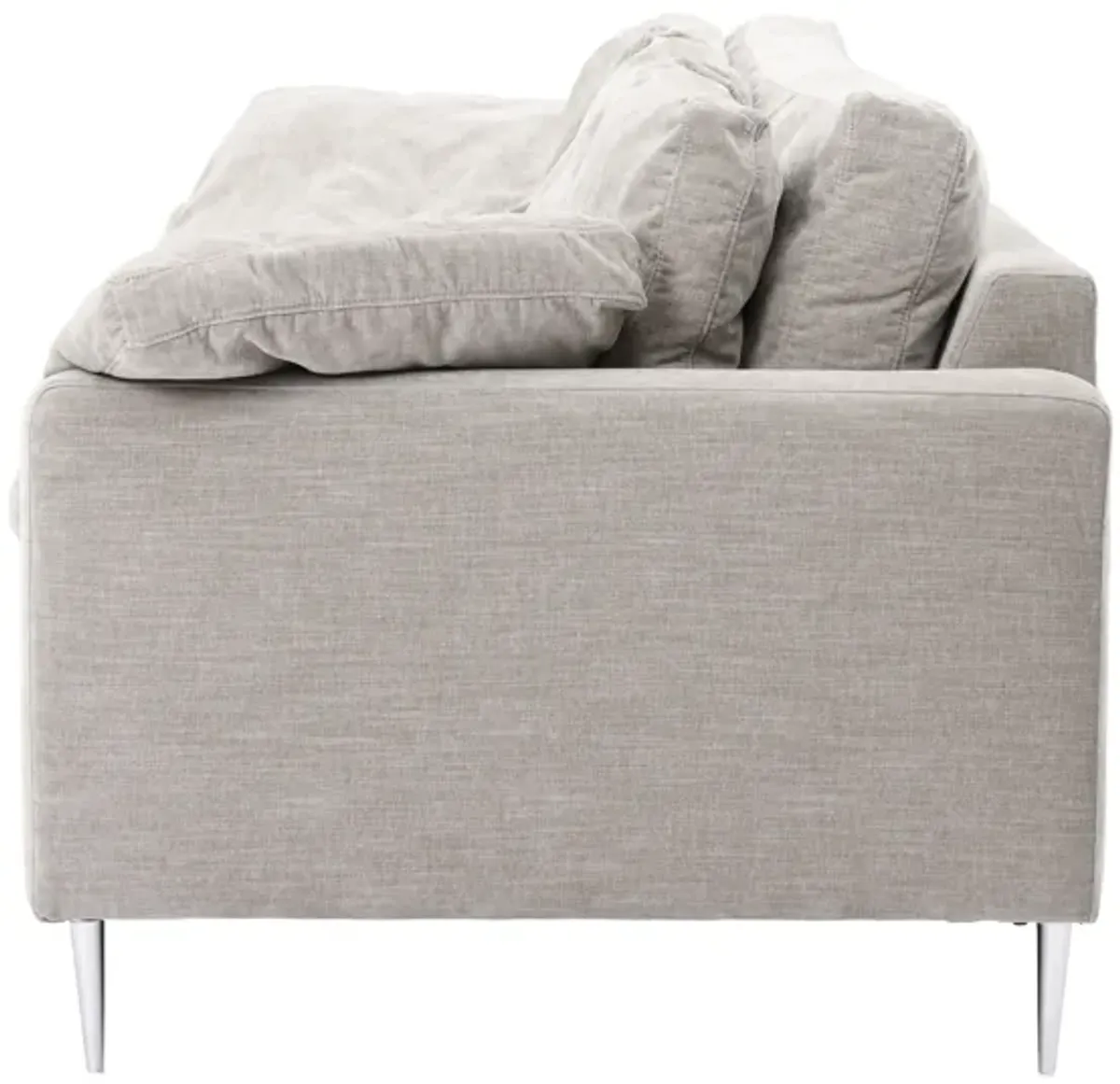 Vari Beige Textured Velvet Lounge Sofa