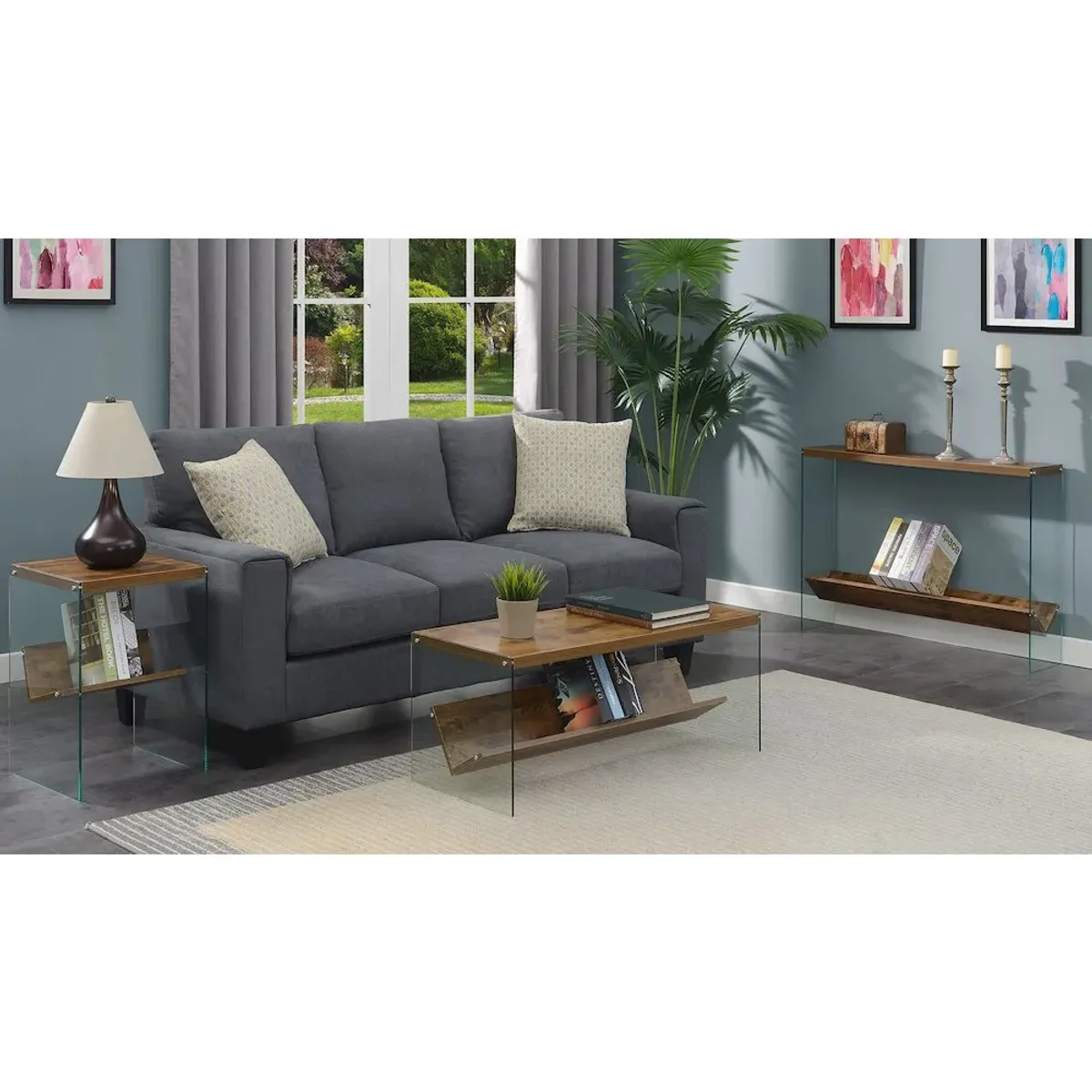 Convenience Concepts SoHo Glass Coffee Table with Shelf