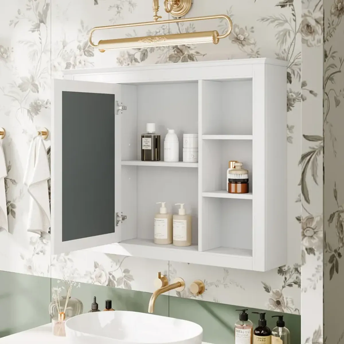 Premium Wall-Mounted Storage Cabinet with Mirror and Adjustable Shelves