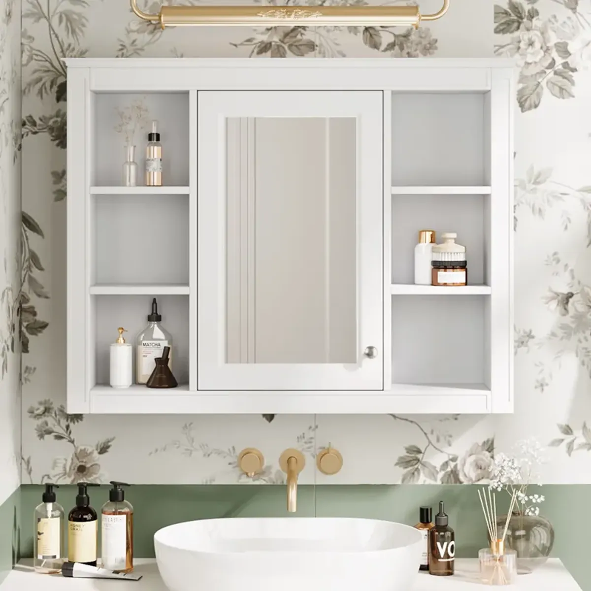 Premium Wall-Mounted Storage Cabinet with Mirror and Adjustable Shelves