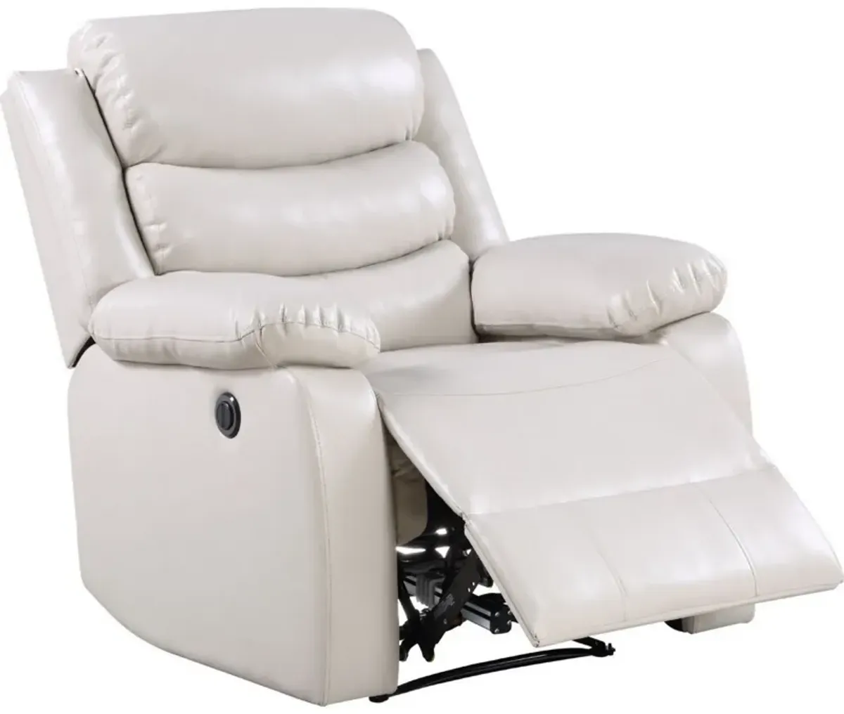 Power Recliner Chair with Split Back and Pillow Top, Cream-Benzara