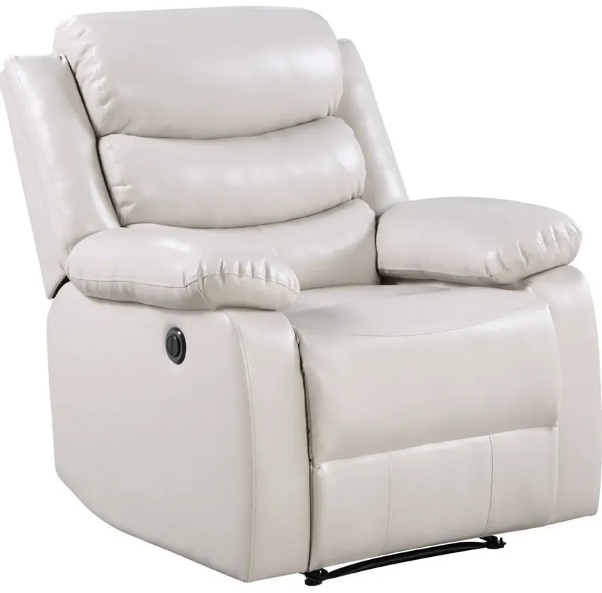 Power Recliner Chair with Split Back and Pillow Top, Cream-Benzara