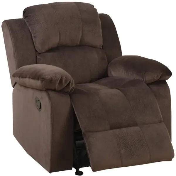 Rocker Recliner In Choco Brown Suede Fabric-Benzara
