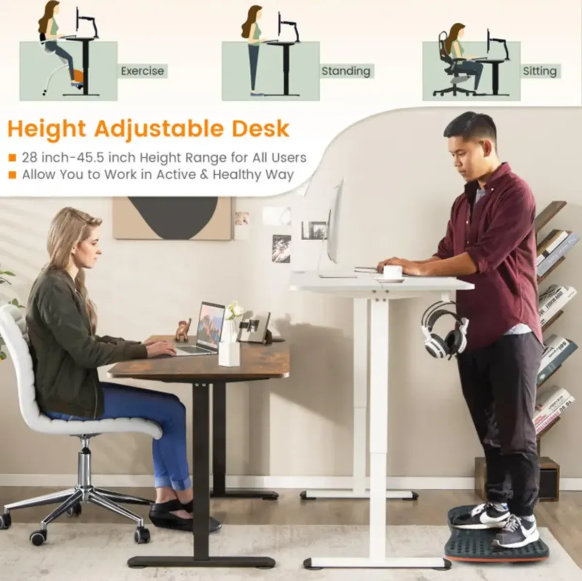 Hivvago Electric Standing Desk Adjustable Stand up Computer Desk Anti-collision