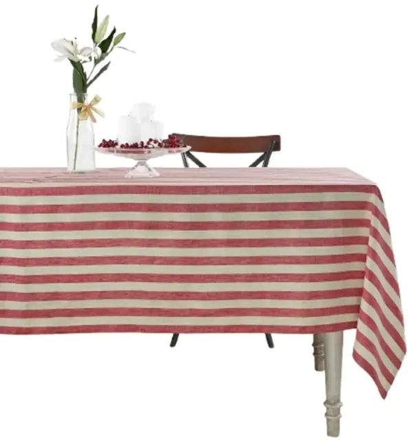 Solino Home 100% Pure Linen Tablecloth - Sorrento Stripe