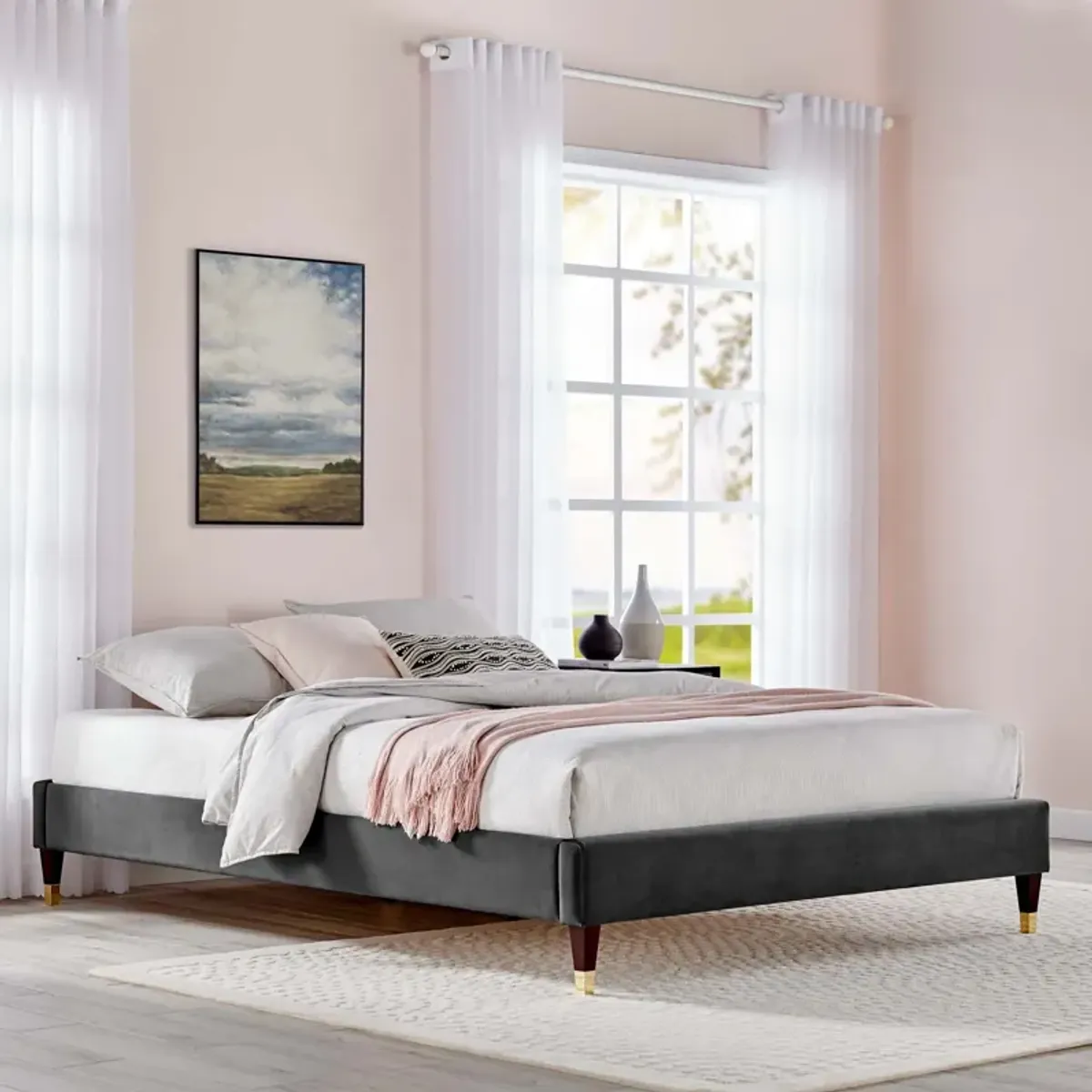 Modway - Harlow King Performance Velvet Platform Bed Frame