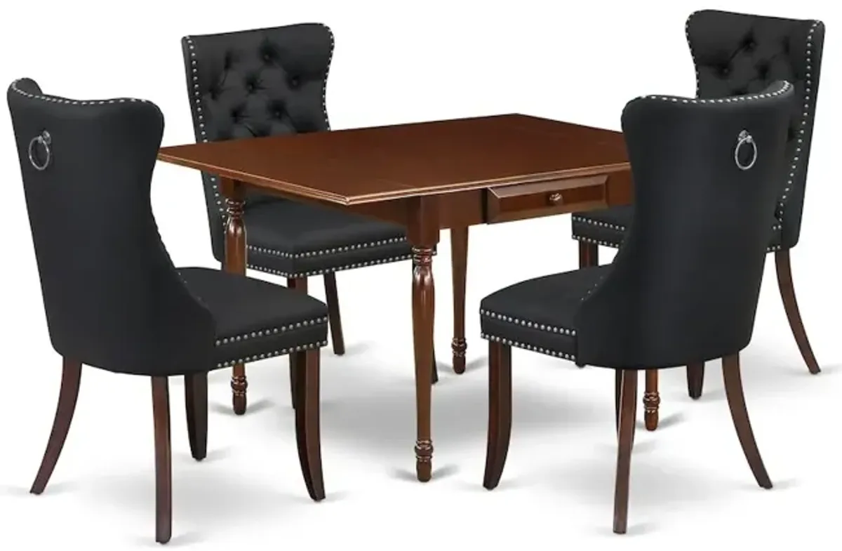 5 Piece Dining Set Consists of a Rectangle Kitchen Table with Dropleaf