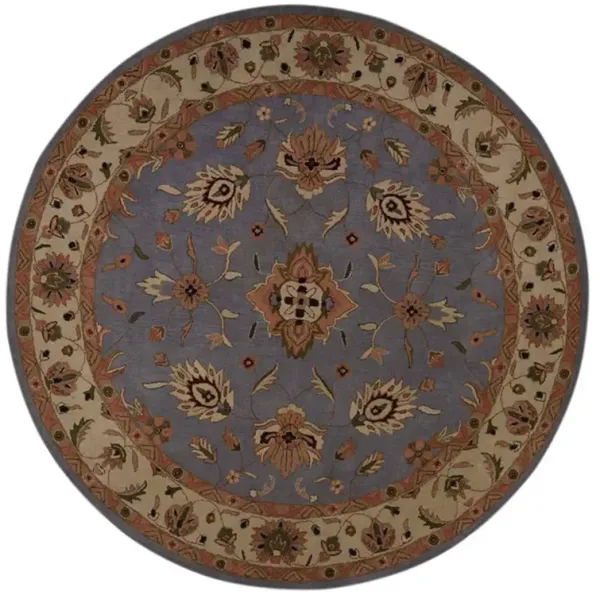 RUGSOTIC CARPETS HAND TUFTED WOOL ECO-FRIENDLY AREA RUGS  - 10'x10', Round Shape, Blue & White, Classic Oriental Traditional  Design, High Pile Thick Handmade Anti Skid Area Rugs (K00523)