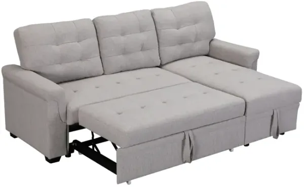 Light Grey Upholstered Sleeper Modular Sofa
