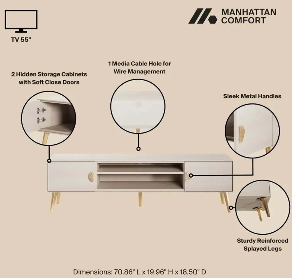 Haley Large TV Stand in White