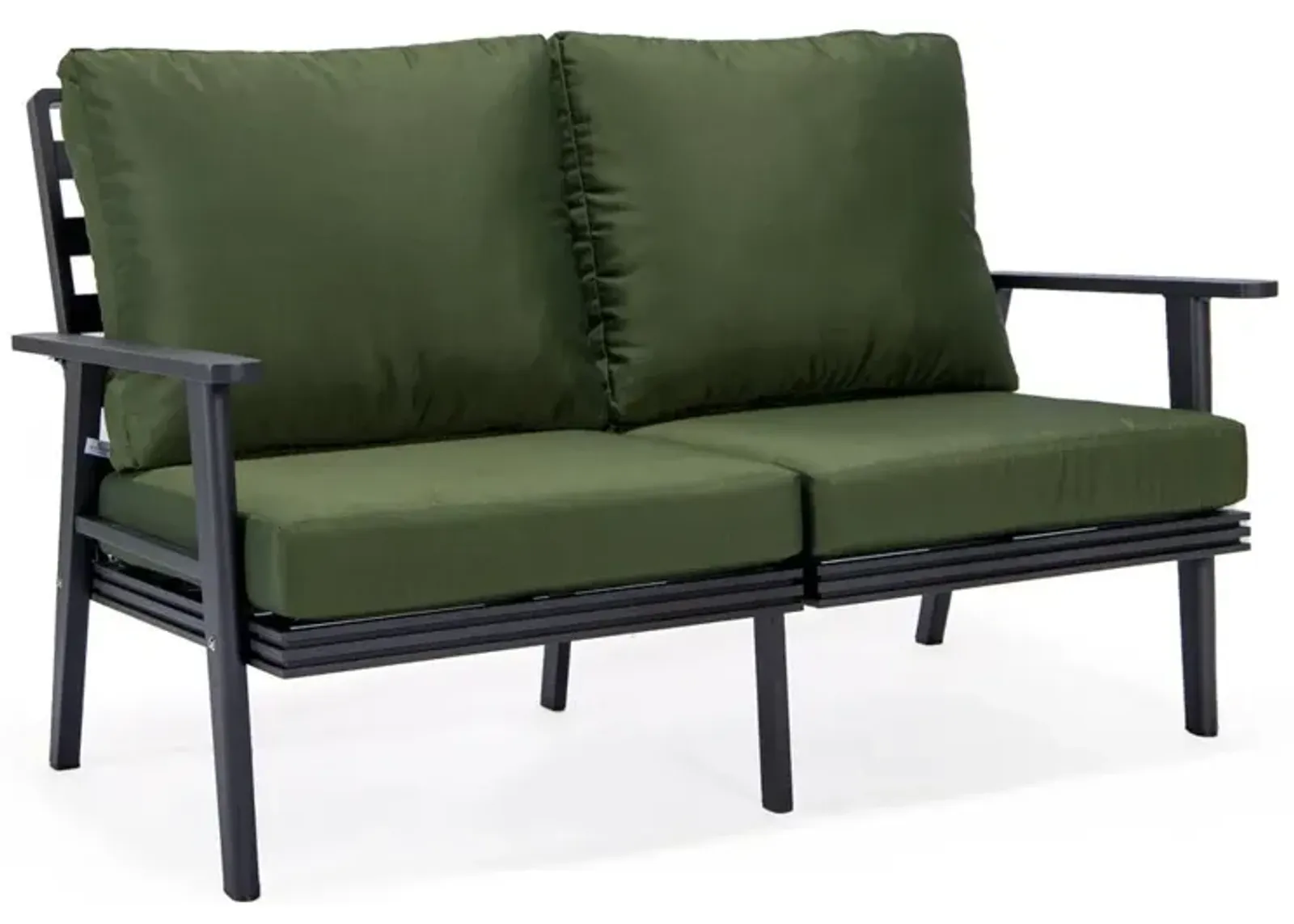 LeisureMod Outdoor Patio Loveseat with Black Aluminum Frame