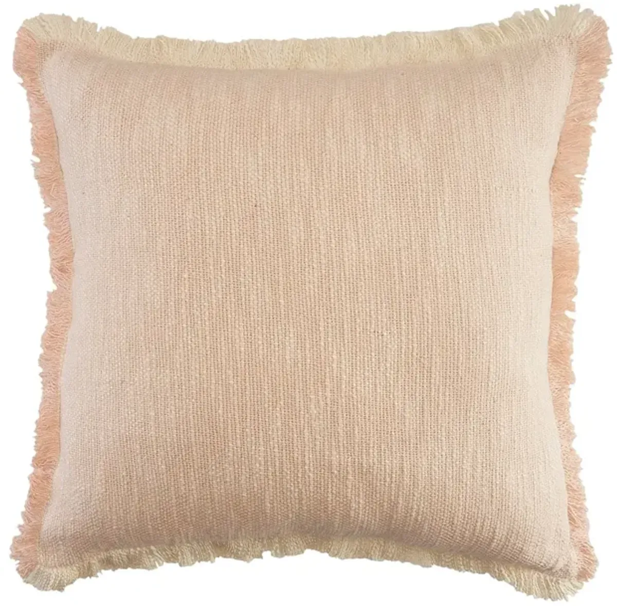 20" Pink and Cream Two Tone Hand Woven Square Throw Pillow