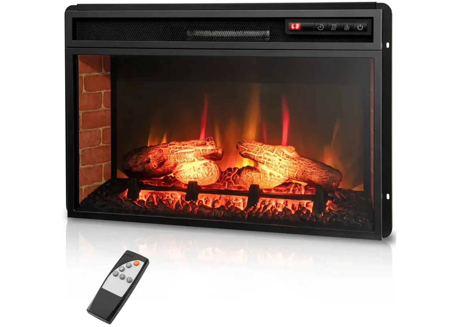 26 Inch Infrared Electric Fireplace Insert with Remote Control-Black