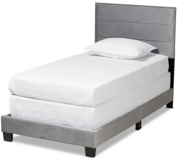Baxton Studio Tamira Glam Navy Velvet Fabric Upholstered Twin Size Panel Bed