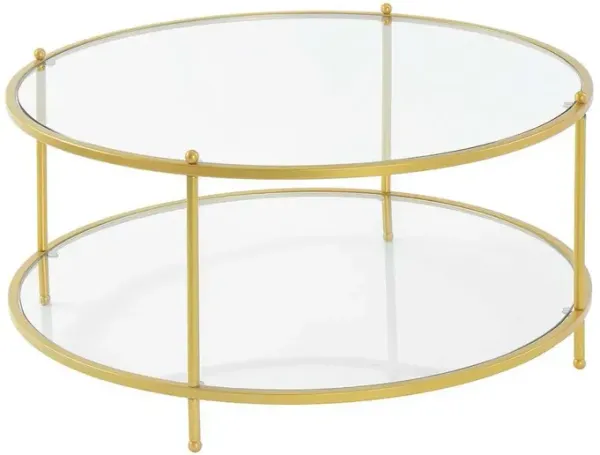 Convenience Concepts Royal Crest 2 Tier Round Glass Coffee Table