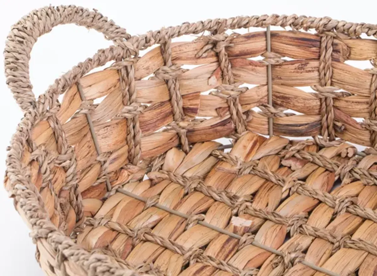 Seagrass Fruit Bread Basket Tray with Handles, Set of 3