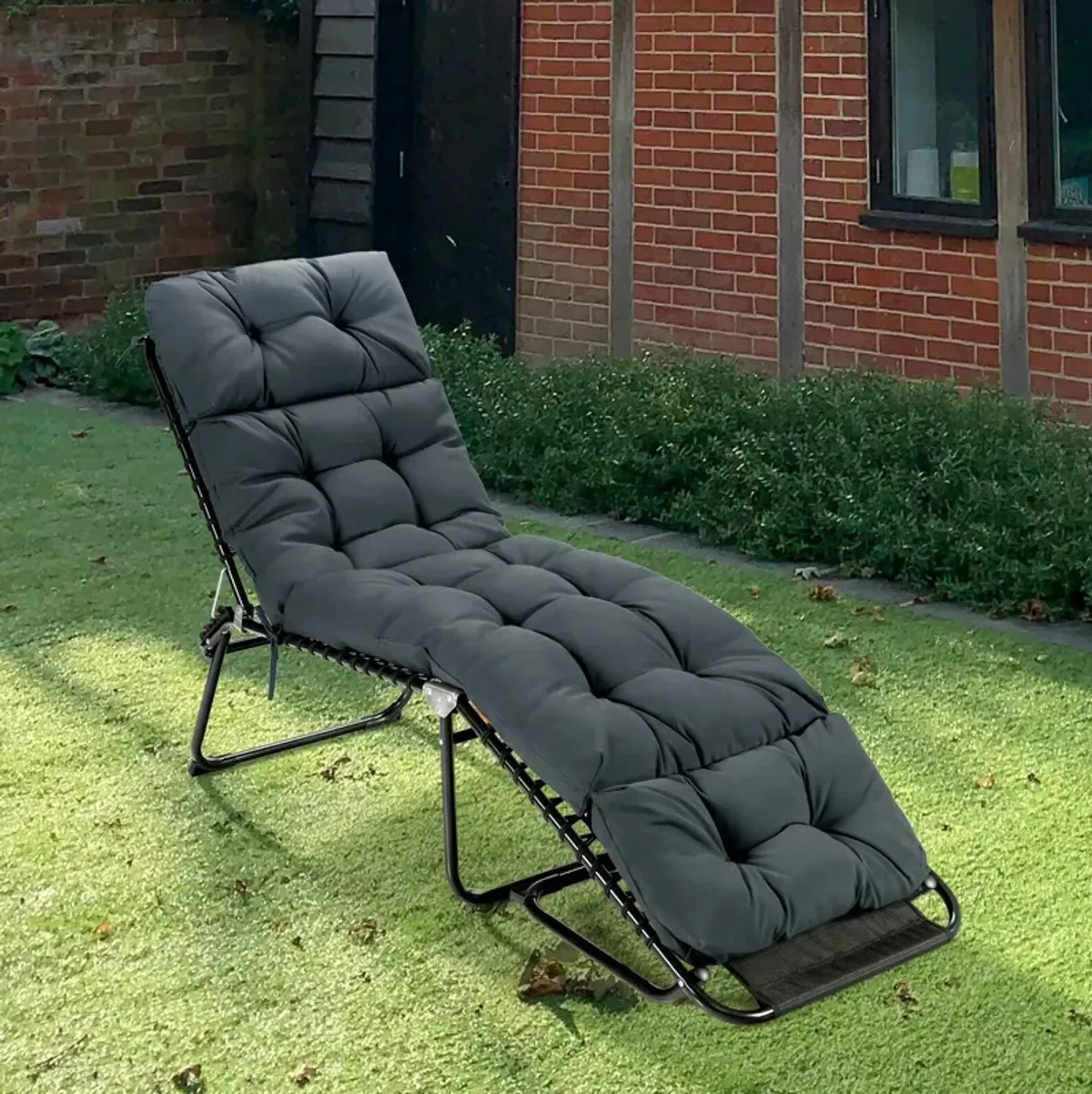 Outdoor Lounge Chaise Cushion with String Ties for Garden Poolside