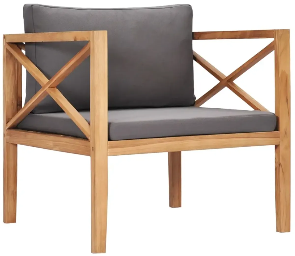 vidaXL Patio Chair with Dark Gray Cushions Solid Teak Wood