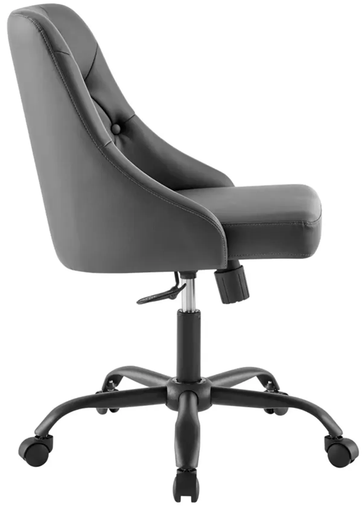 Modway Furniture - Distinct Tufted Swivel Vegan Leather Office Chair Black Gray