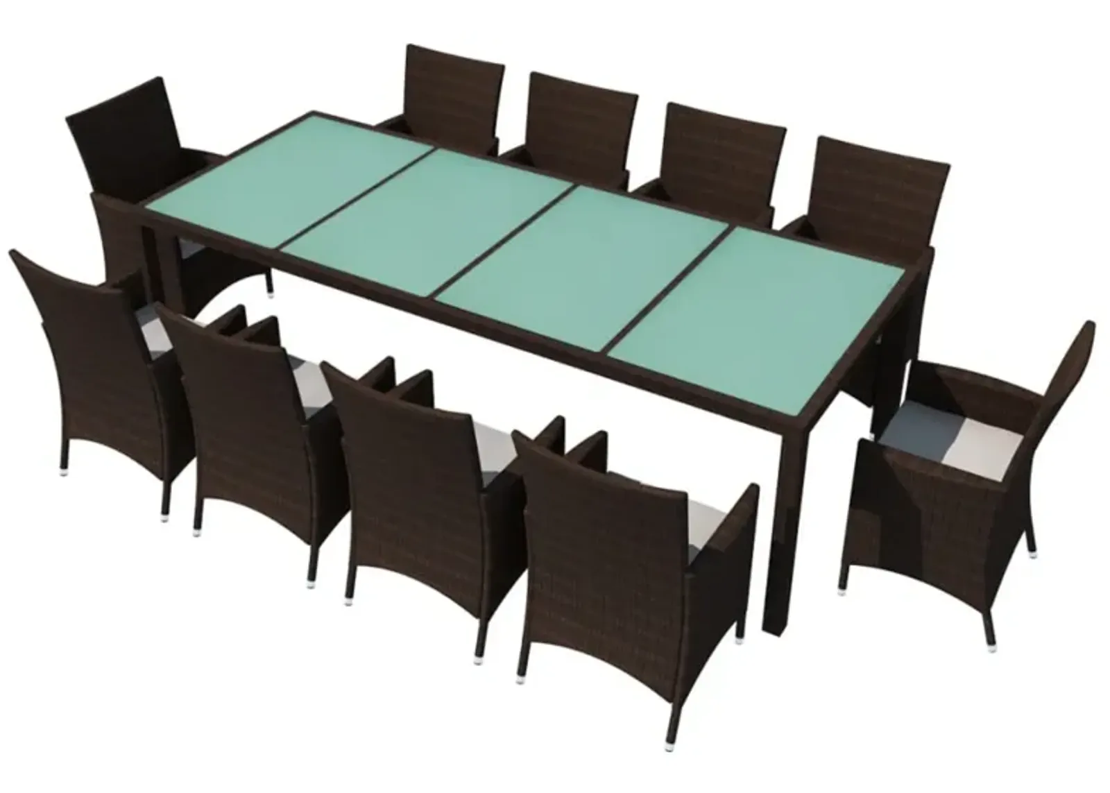 vidaXL 11 Piece Outdoor Dining Set with Cushions Poly Rattan Brown