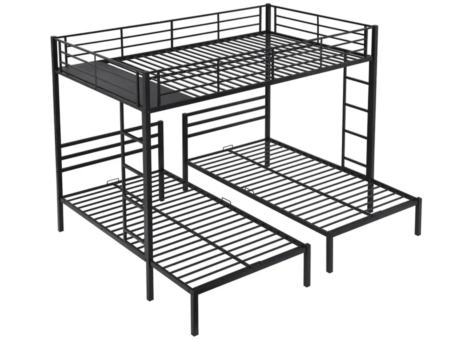 Full Over Twin & Twin Size Bunk Bed With Built-In Shelf