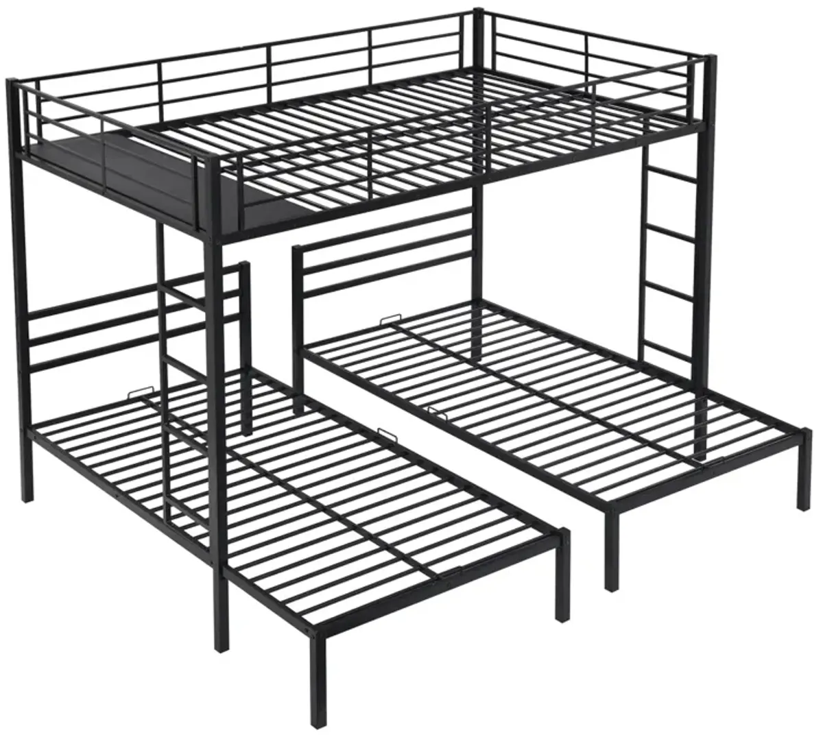 Full Over Twin & Twin Size Bunk Bed With Built-In Shelf