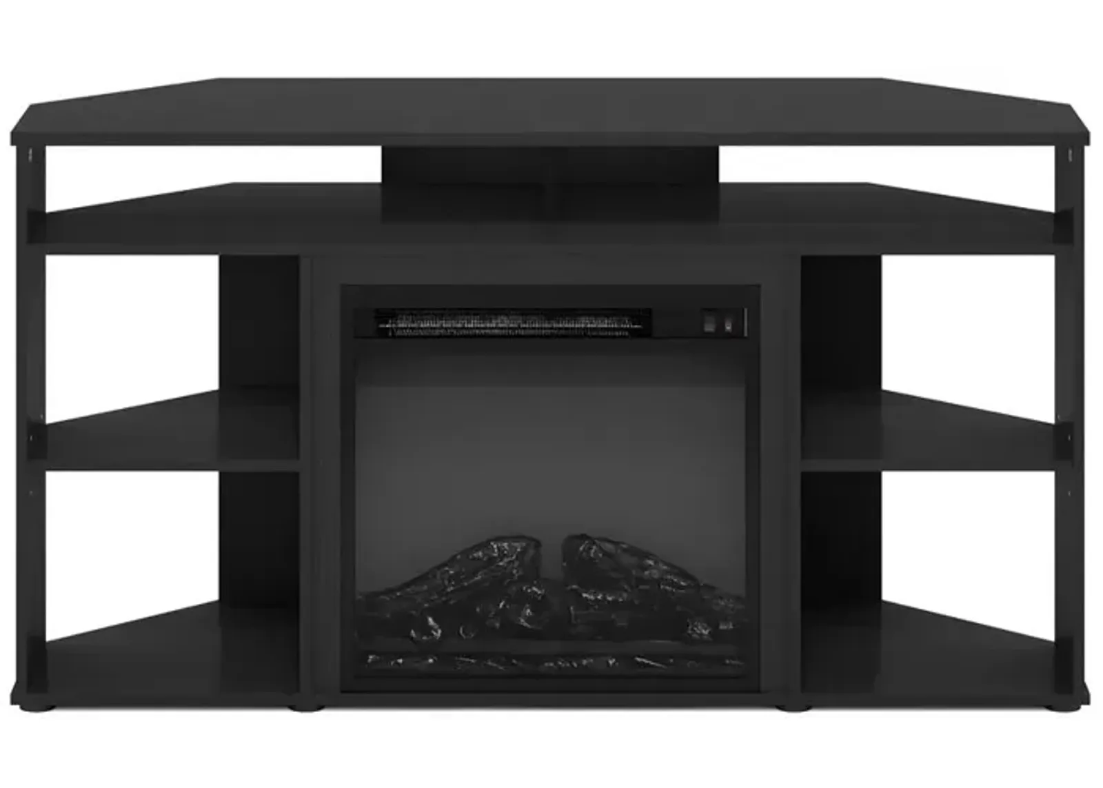 Furinno Jensen Corner TV Stand with Fireplace for TV up to 55 Inches, Americano