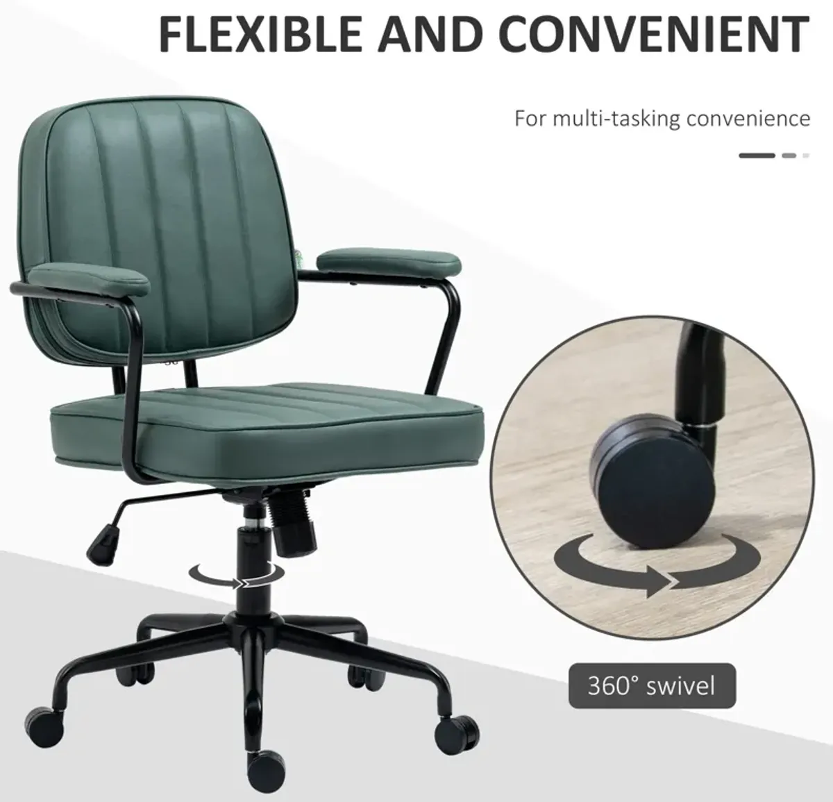 Green Ergonomic Seating: Microfiber Desk Chair with Swivel & Tilt