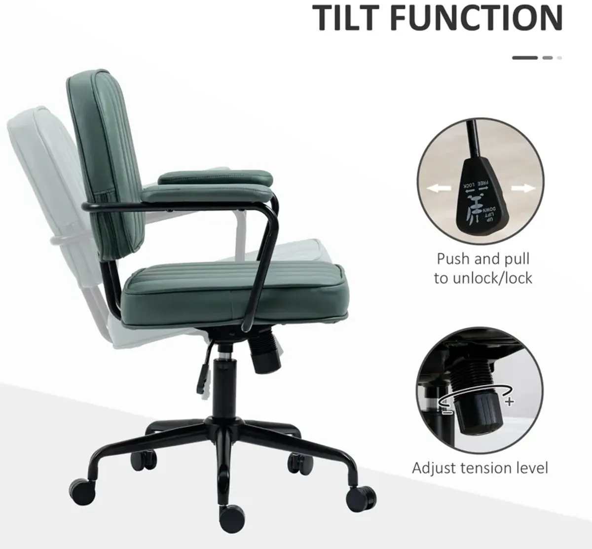 Green Ergonomic Seating: Microfiber Desk Chair with Swivel & Tilt